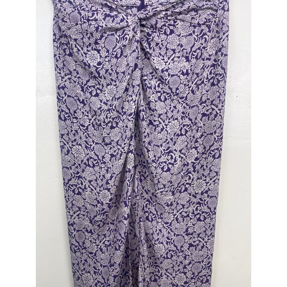 ZARA Front Knot Purple and Cream Colored Midi Skirt Size Medium - Picture 4 of 4